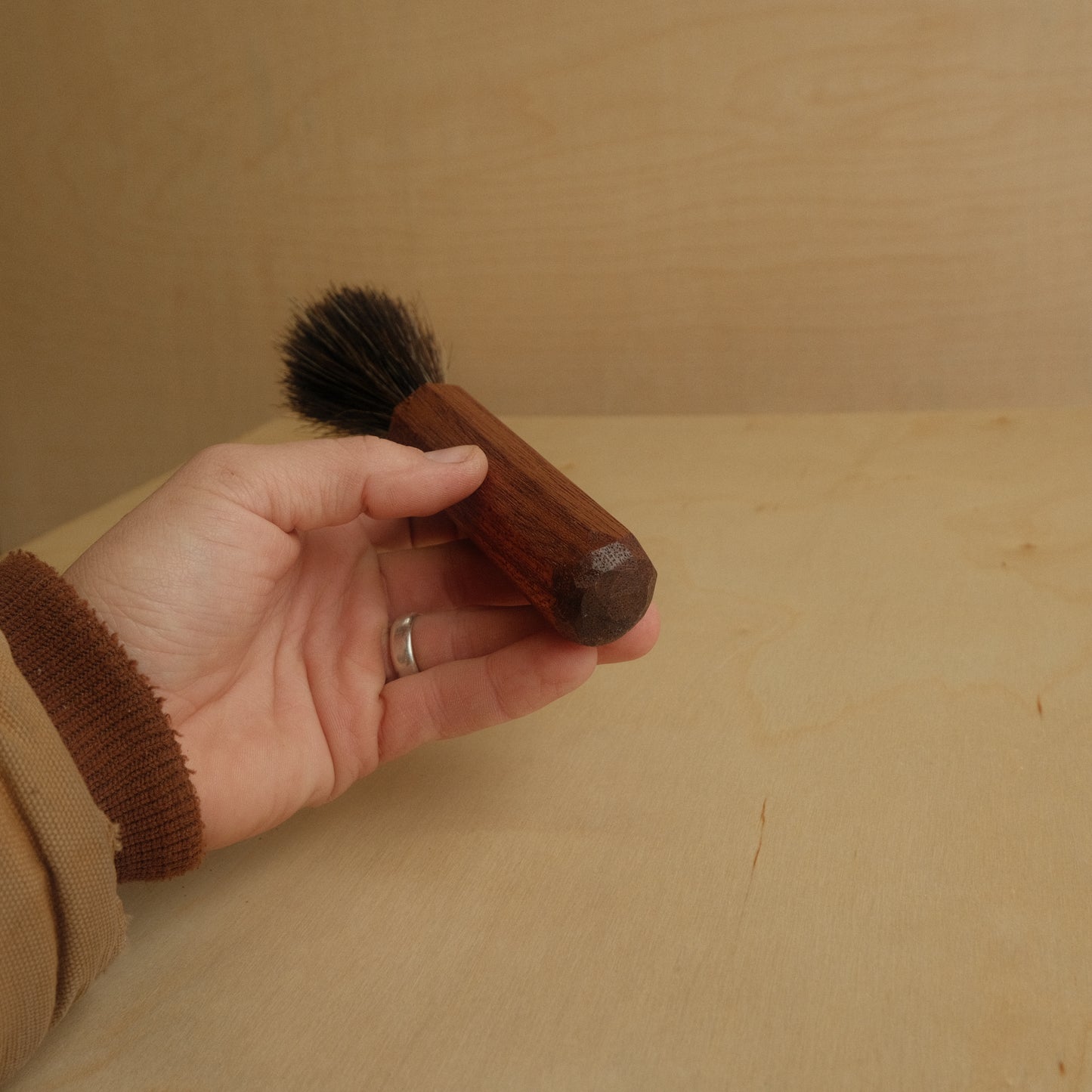 Wooden Horse Hair Espresso Brush With Spanish Cedar Handle