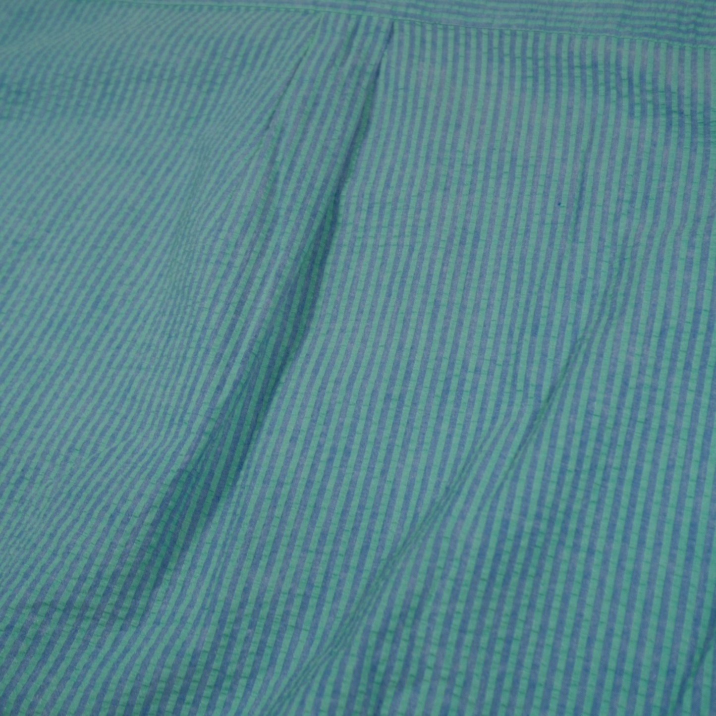 Vintage LL Bean Men’s Large Short Sleeve Button Down Blue Green Stripe Made in USA