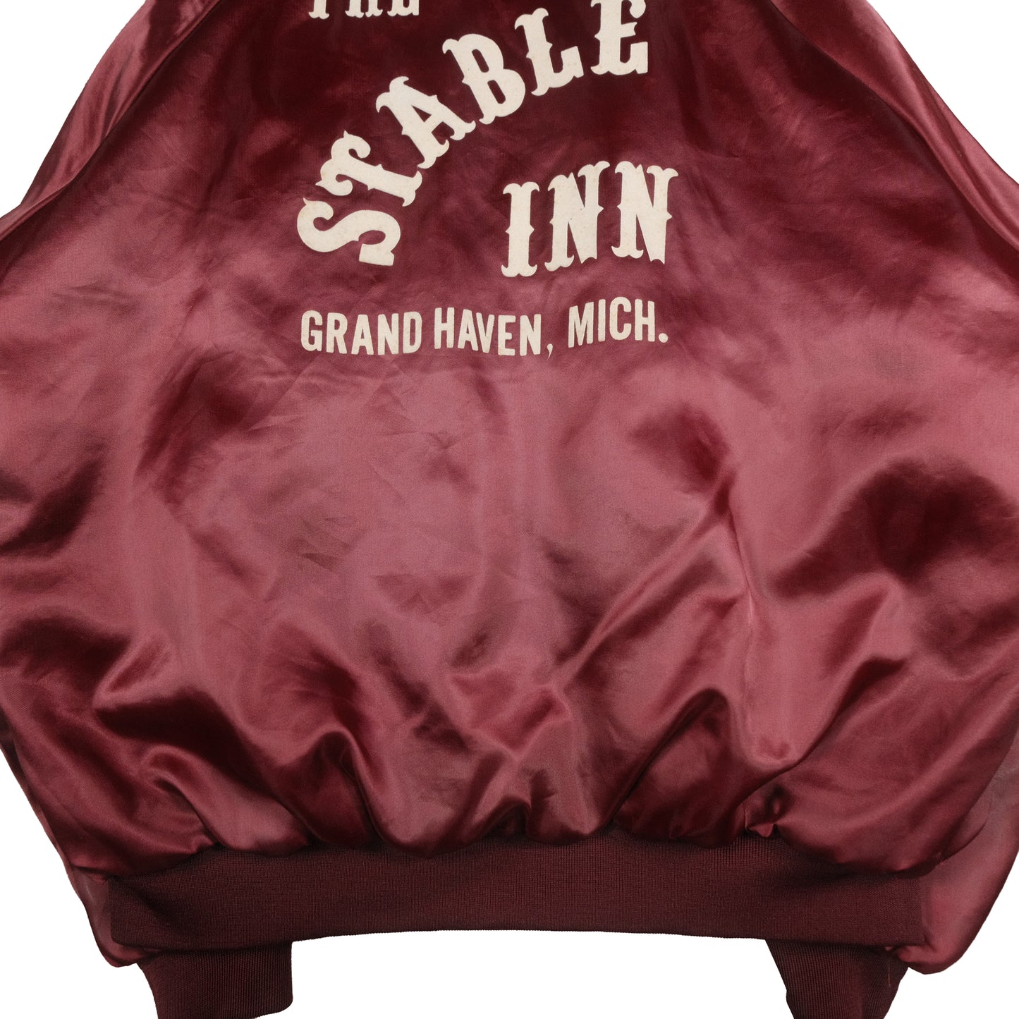 Vintage Pla-Jac By Dunbrooke Satin Jacket Maroon Men’s XL Stable Inn Grand Haven, MI