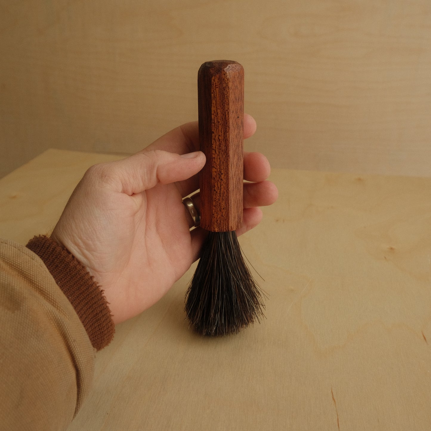 Wooden Horse Hair Espresso Brush With Spanish Cedar Handle