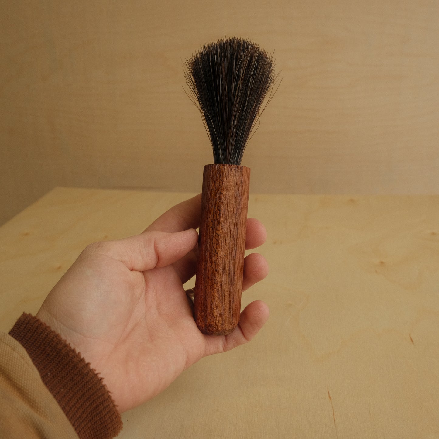Wooden Horse Hair Espresso Brush With Spanish Cedar Handle
