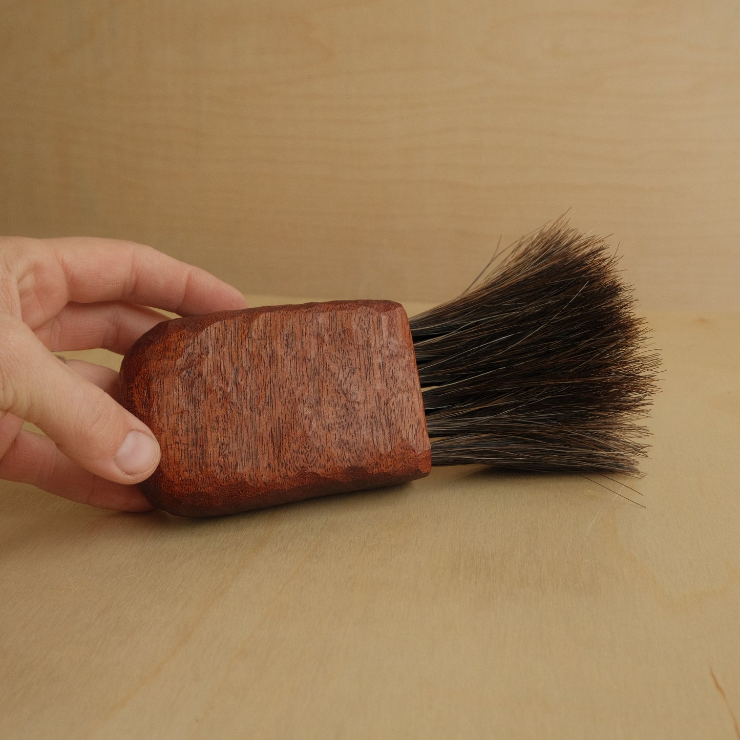 Medium Wooden Horse Hair Brush With Mahogany Handle 1/1