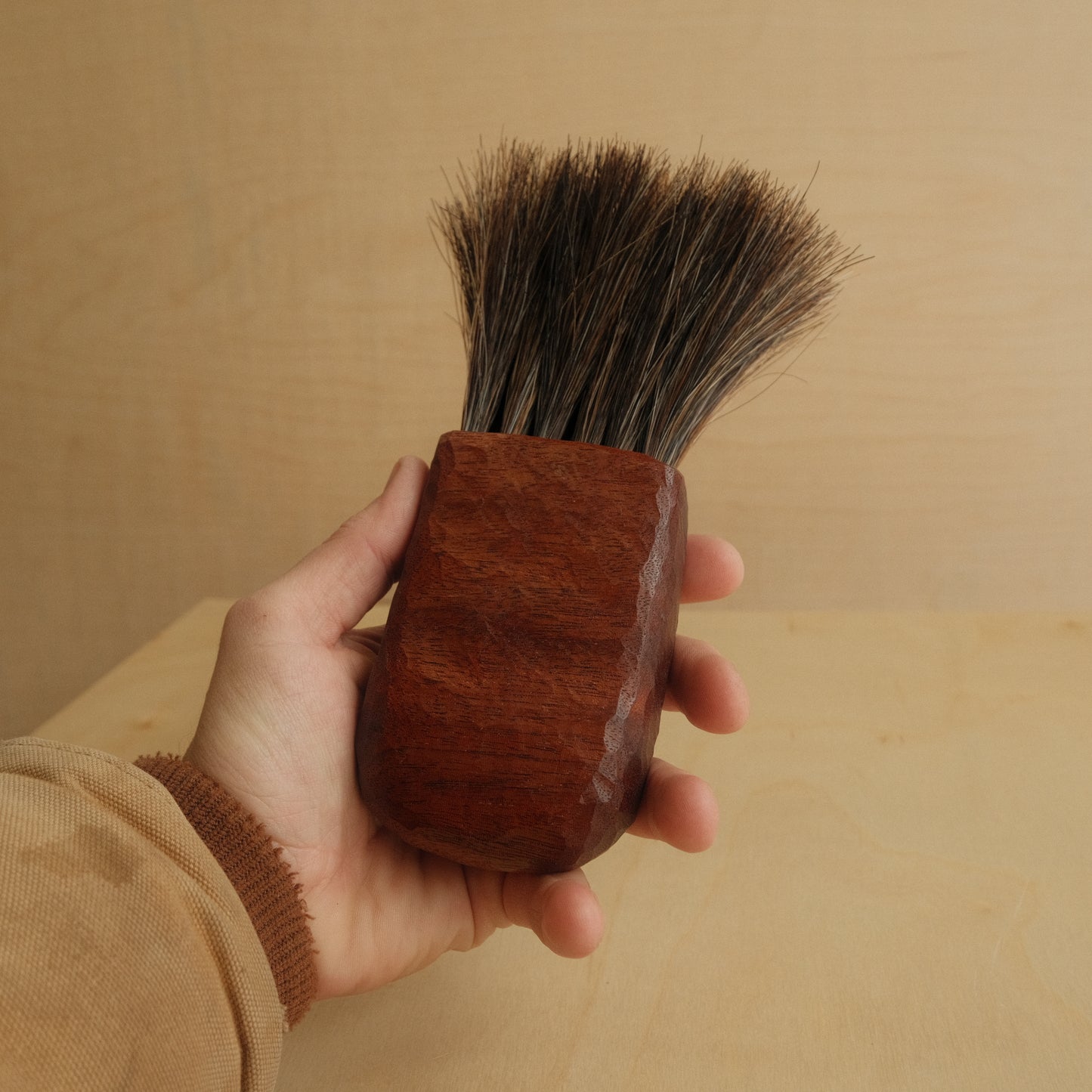 Medium Wooden Horse Hair Brush With Mahogany Handle 1/1