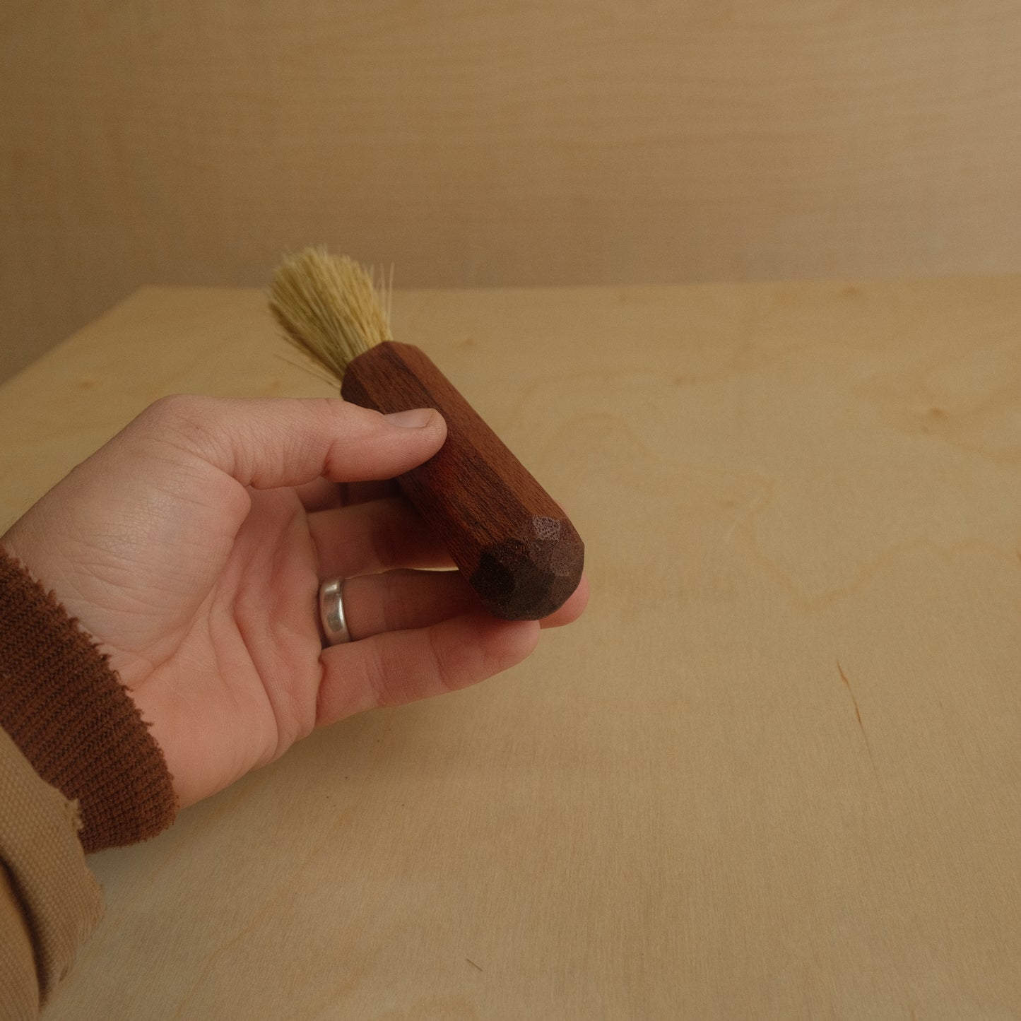 Wooden Tampico Espresso Brush With Spanish Cedar Handle