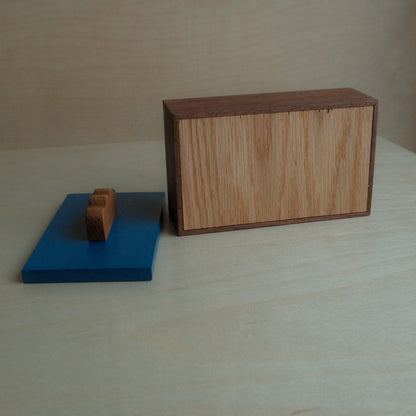 Walnut Box With Blue Lid Decorative Keepsake Box 013