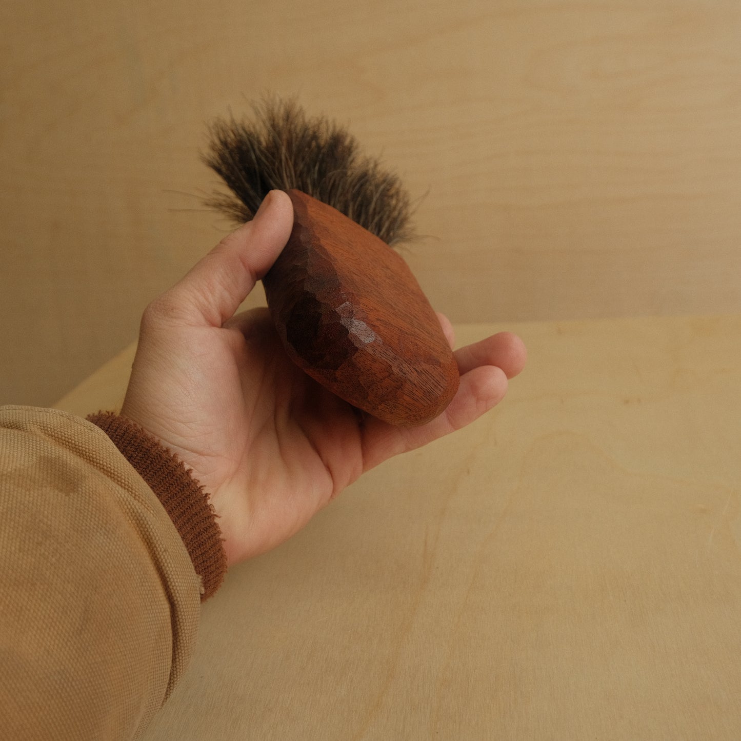 Medium Wooden Horse Hair Brush With Mahogany Handle 1/1