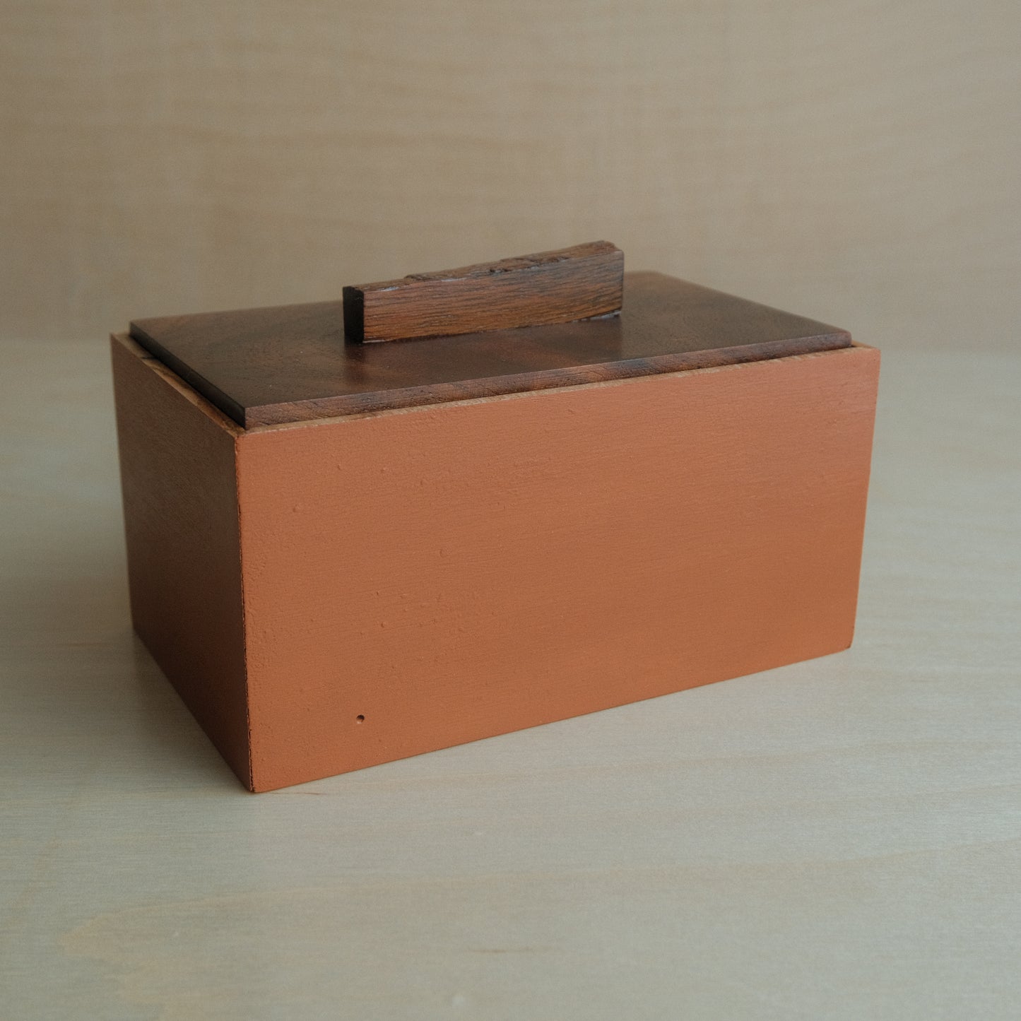Orange Painted Ambrosia Maple Decorative Keepsake Box 016