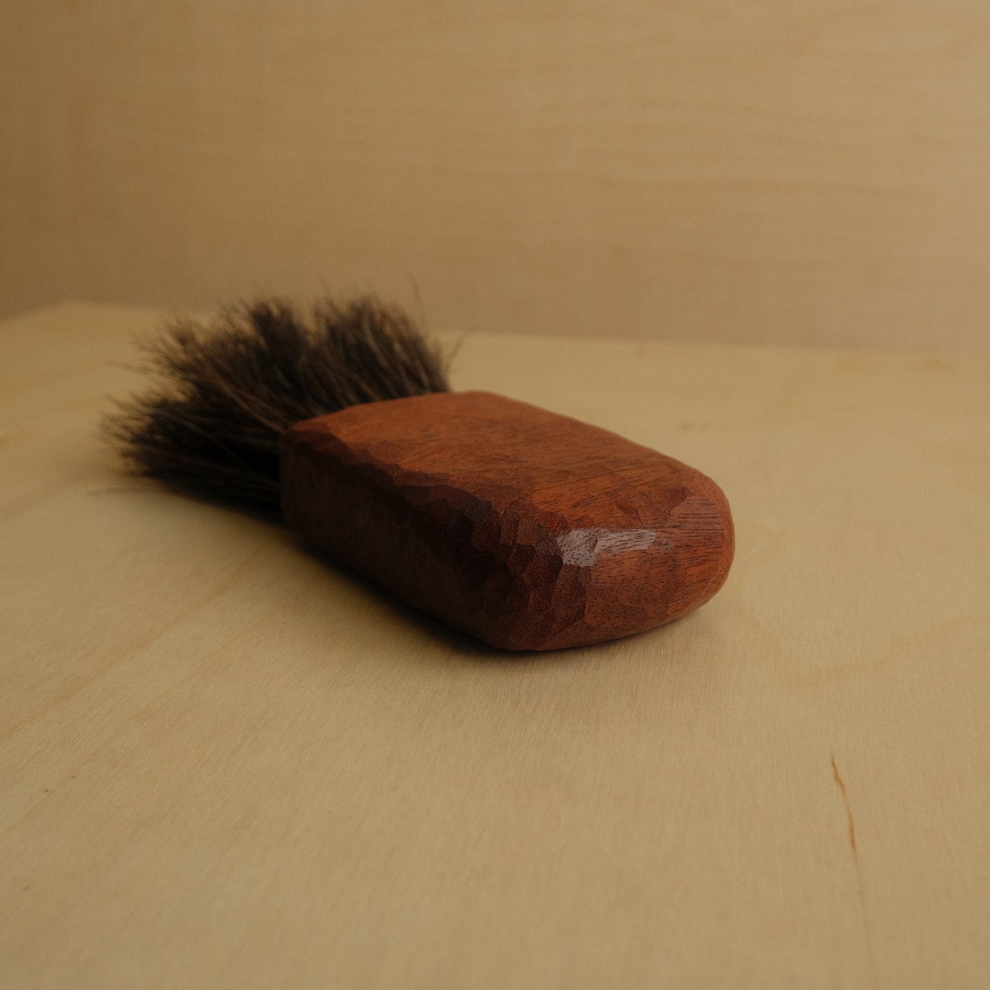 Medium Wooden Horse Hair Brush With Mahogany Handle 1/1