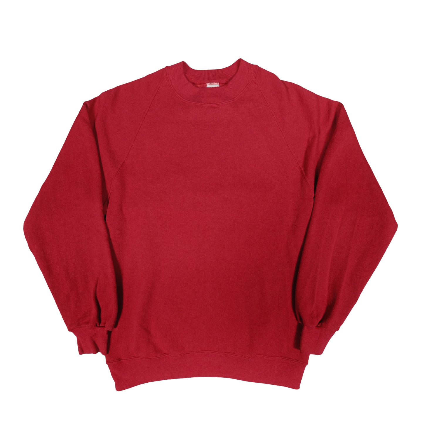 Vintage 80's Basics by Russell Adult Medium Raglan Crewneck Pullover Blank Red Sweatshirt