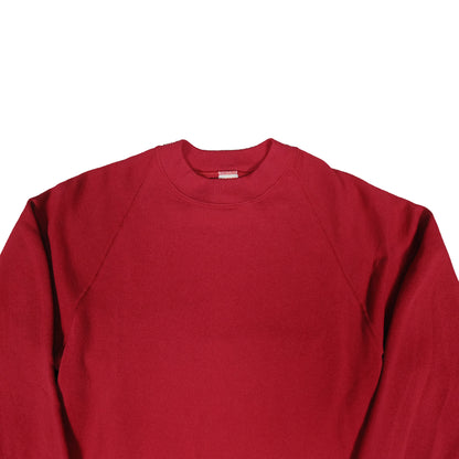 Vintage 80's Basics by Russell Adult Medium Raglan Crewneck Pullover Blank Red Sweatshirt