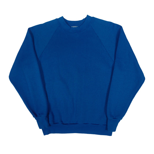 Vintage 90's Oneita Raglan Sweatshirt Medium Blue 50/50 Cotton Blank Crewneck