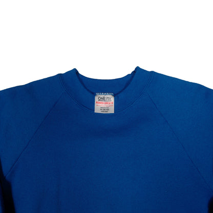 Vintage 90's Oneita Raglan Sweatshirt Medium Blue 50/50 Cotton Blank Crewneck