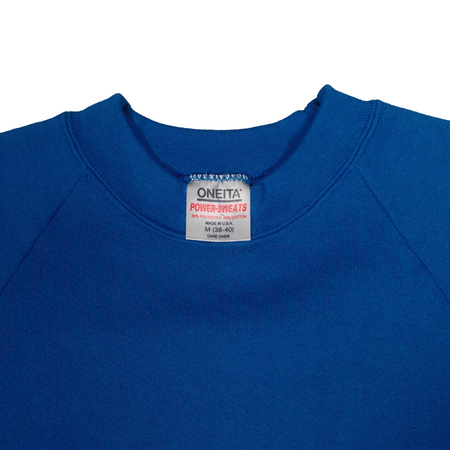 Vintage 90's Oneita Raglan Sweatshirt Medium Blue 50/50 Cotton Blank Crewneck