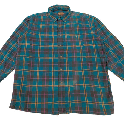 Vintage High Sierra Men's Large Plaid Flannel Teal Soft Cotton 90's