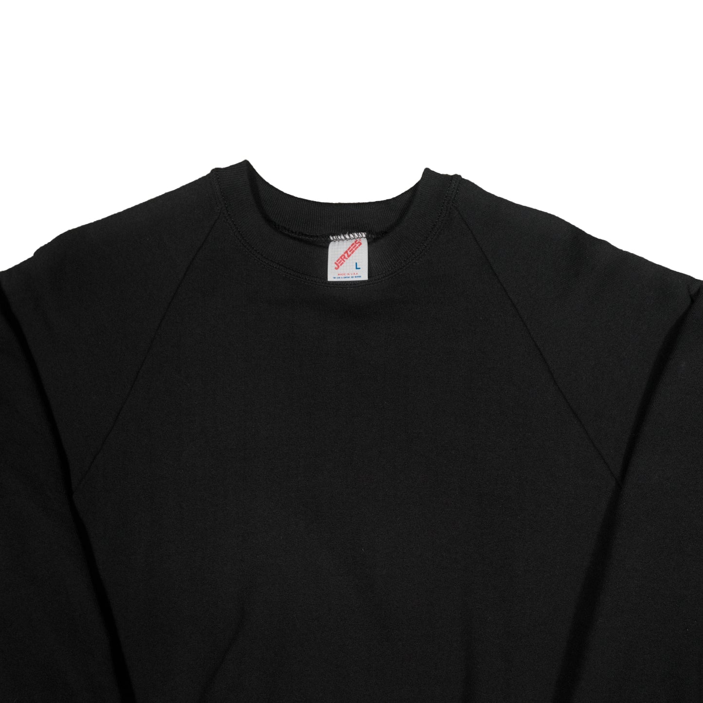 Vintage Jerzees Men's Large Black Sweatshirt Blank Raglan Crewneck