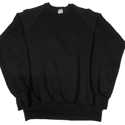 Vintage Jerzees Men's Large Black Sweatshirt Blank Raglan Crewneck