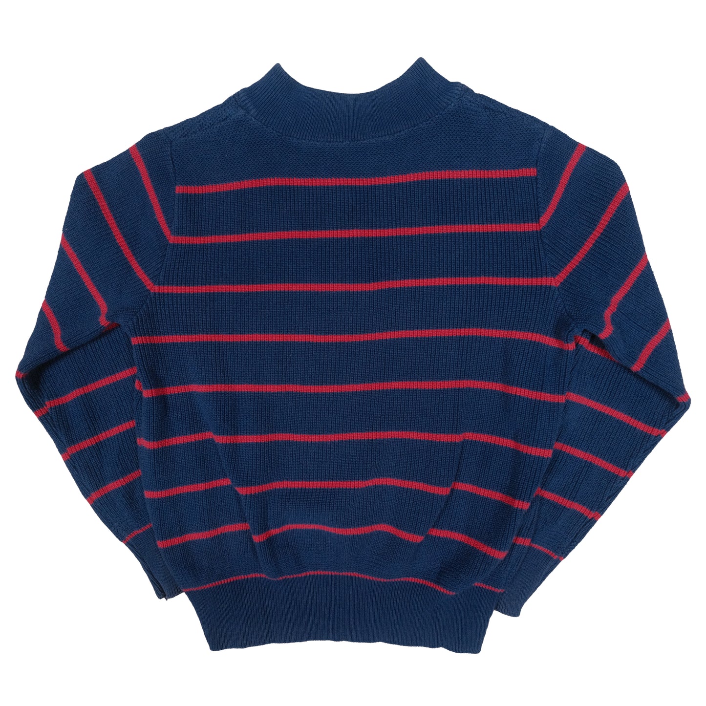 Vintage 80's Blue & Red Striped Henley Men's Small Fisherman Sweater Coastal Knit