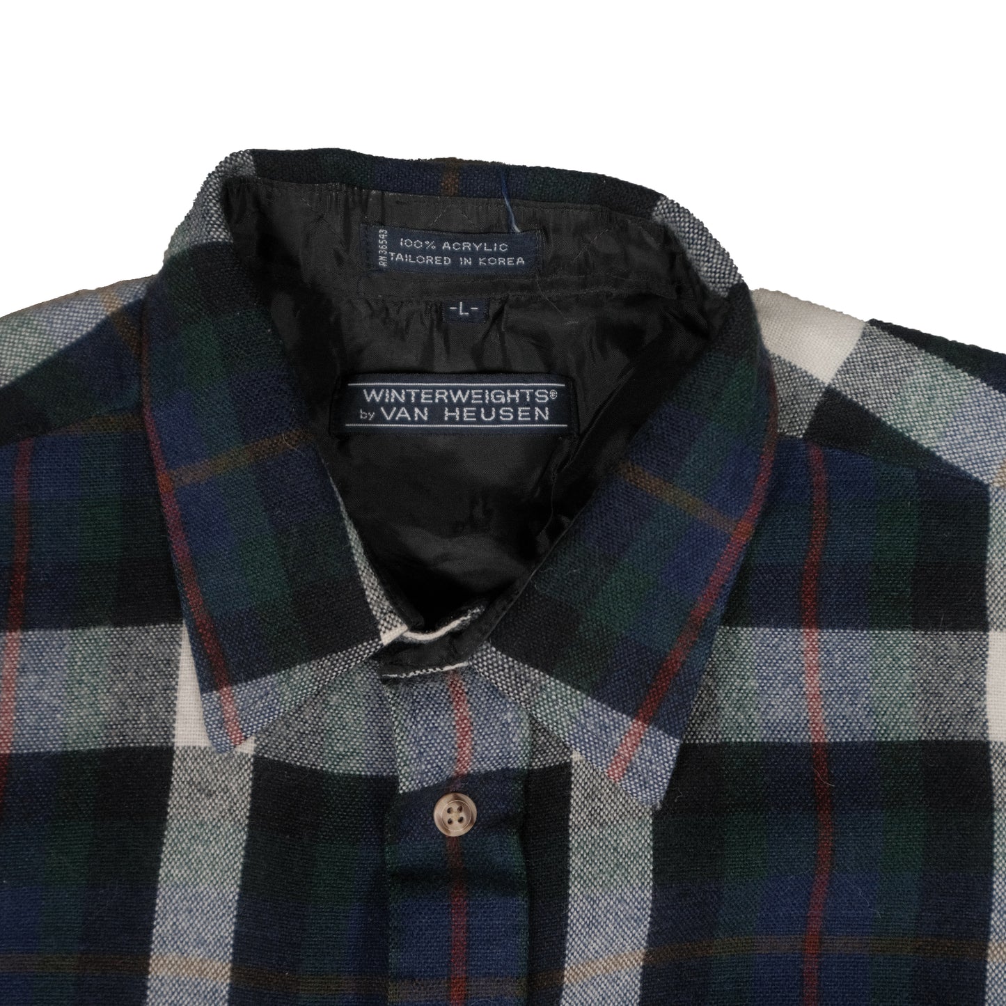 Vintage Winterweight by Van Heusen Men's Large 100% Acrylic Flannel Long Sleeve Button Up