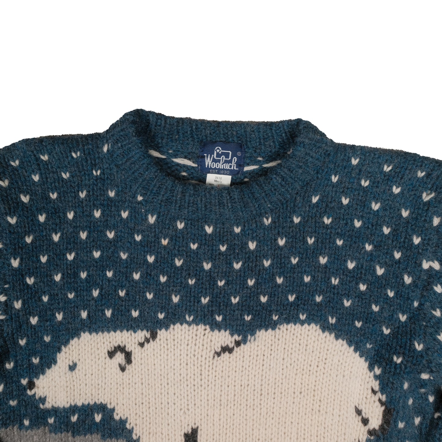 Vintage Woolrich Polar Bear 100% Wool Men's Large Crewneck Sweater