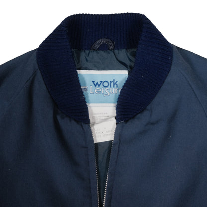 Vintage Sears Work Leisure Men's Medium Work Jacket Blue Full Zip Crew Neck USA