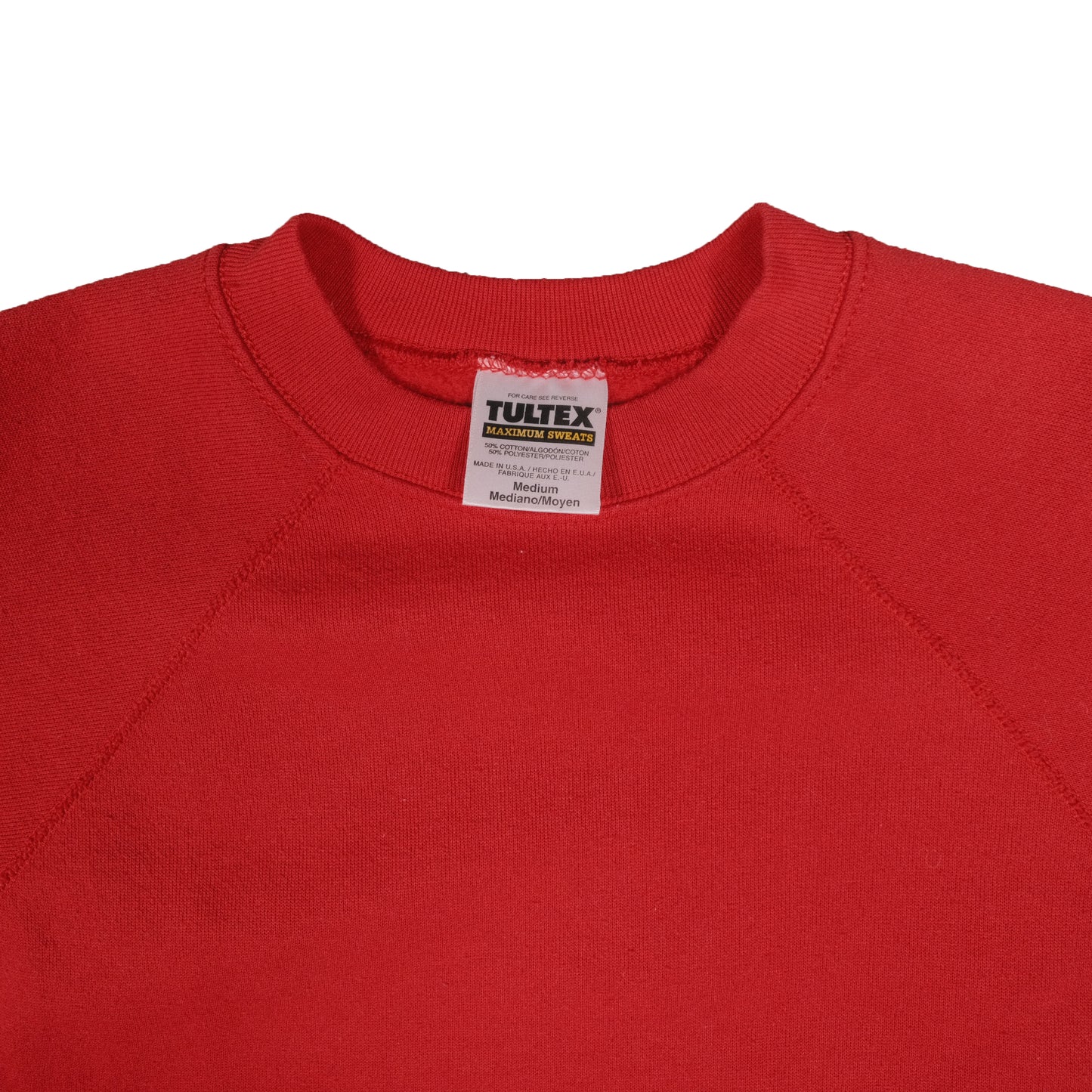 90's Vintage Tultex Raglan Crewneck Sweatshirt Red Medium Made in USA