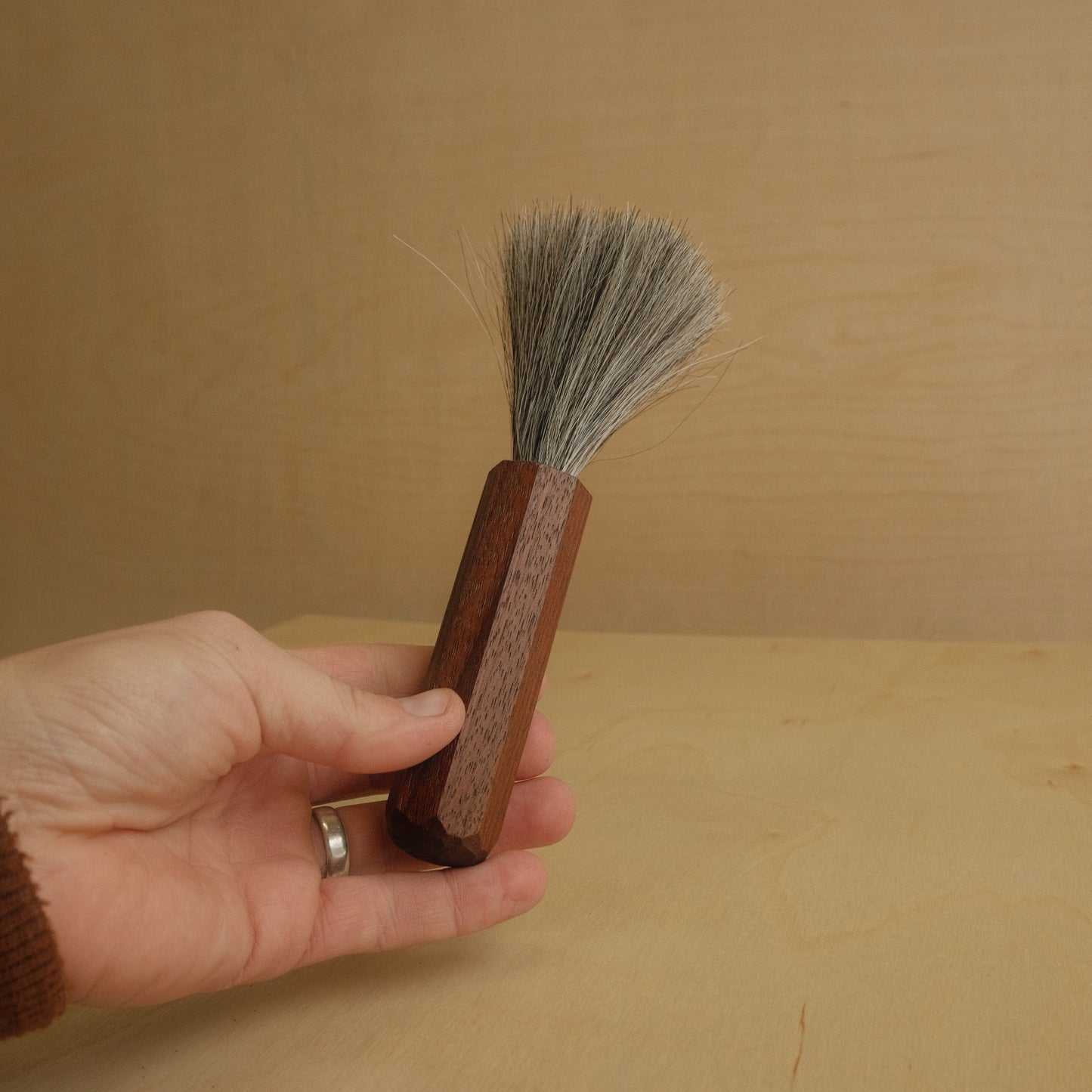 Wooden Horse Hair Espresso Brush With Walnut Handle