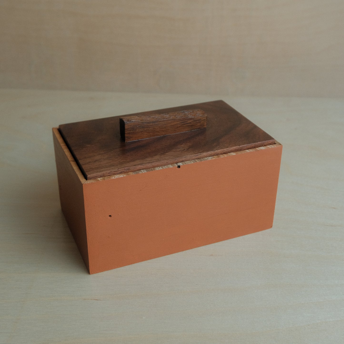 Orange Painted Ambrosia Maple Decorative Keepsake Box 016