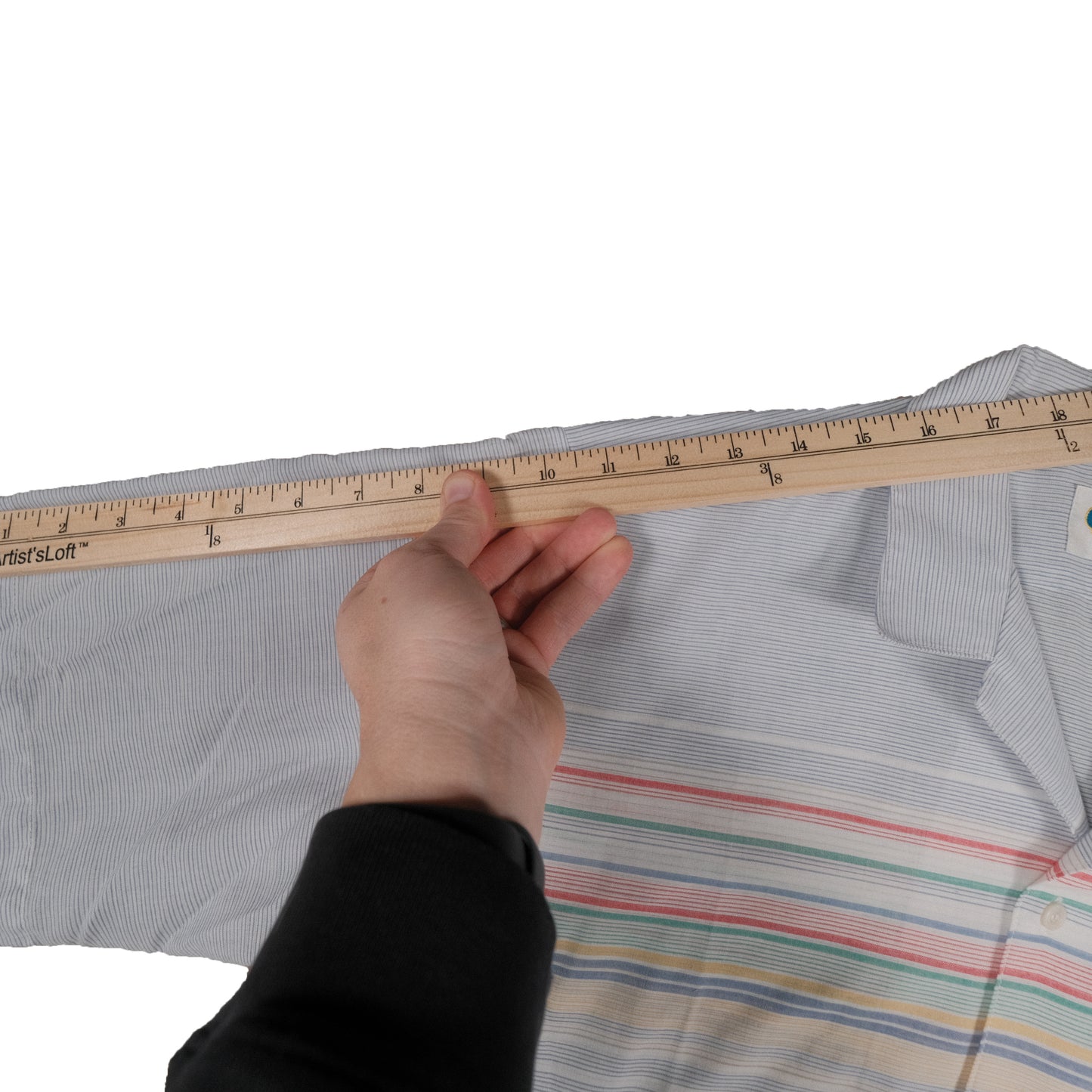 Vintage Arrow Sea Isle Men’s Large Camp Shirt Loop Collar Stripe Short Sleeve