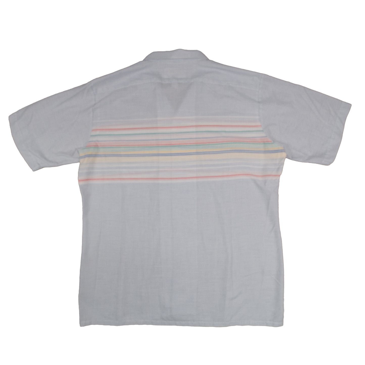 Vintage Arrow Sea Isle Men’s Large Camp Shirt Loop Collar Stripe Short Sleeve