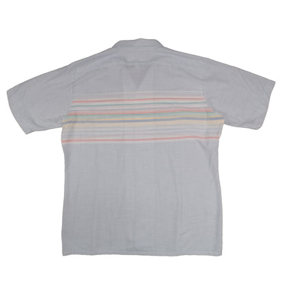 Vintage Arrow Sea Isle Men’s Large Camp Shirt Loop Collar Stripe Short Sleeve