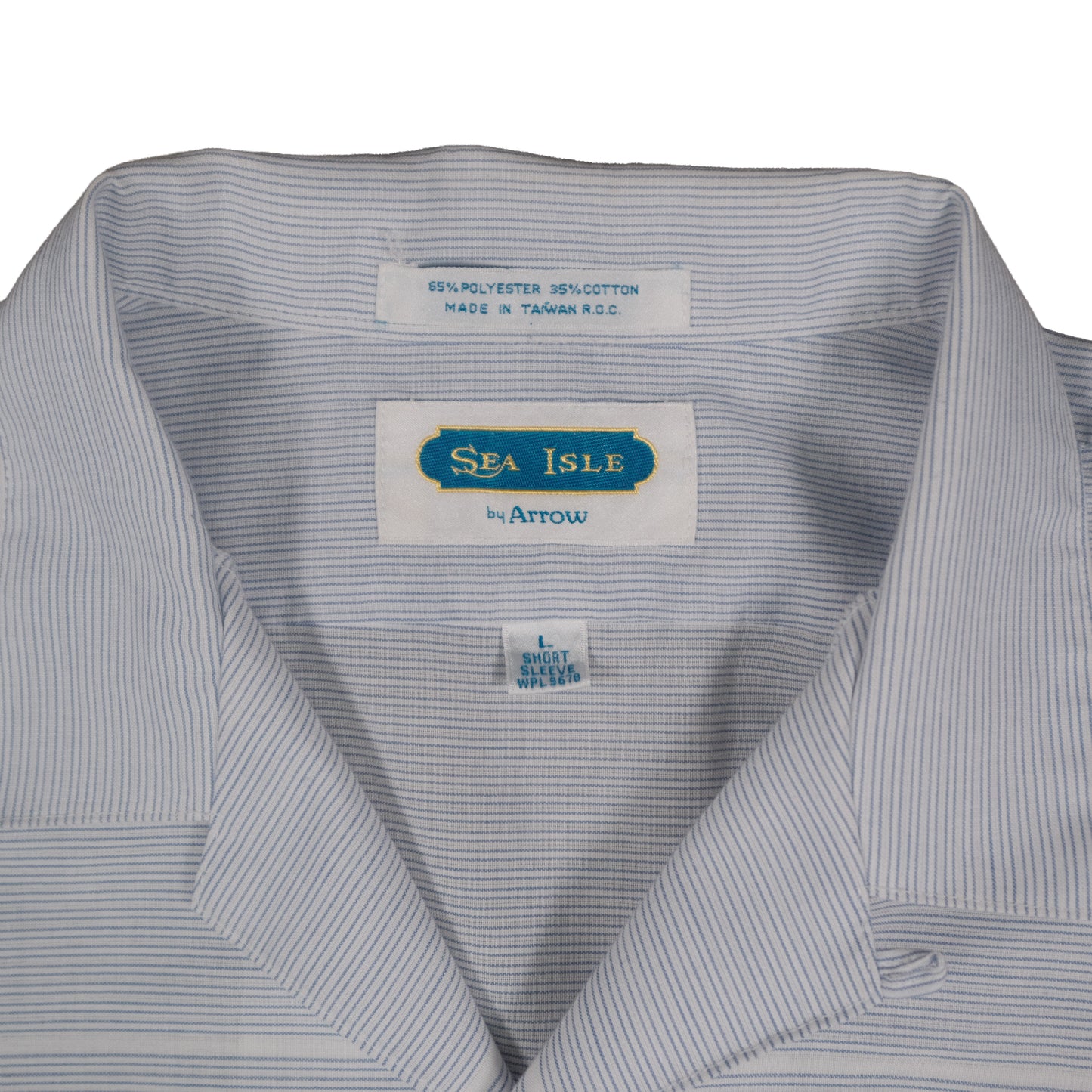 Vintage Arrow Sea Isle Men’s Large Camp Shirt Loop Collar Stripe Short Sleeve