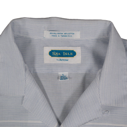 Vintage Arrow Sea Isle Men’s Large Camp Shirt Loop Collar Stripe Short Sleeve