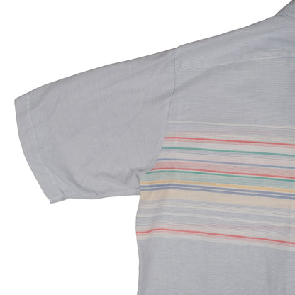 Vintage Arrow Sea Isle Men’s Large Camp Shirt Loop Collar Stripe Short Sleeve