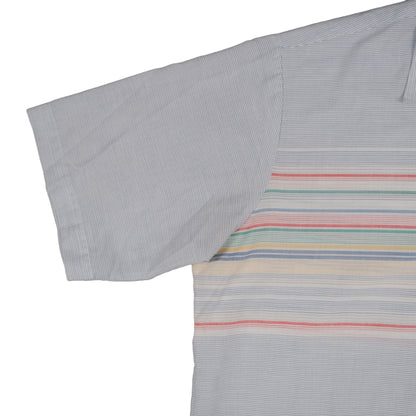 Vintage Arrow Sea Isle Men’s Large Camp Shirt Loop Collar Stripe Short Sleeve