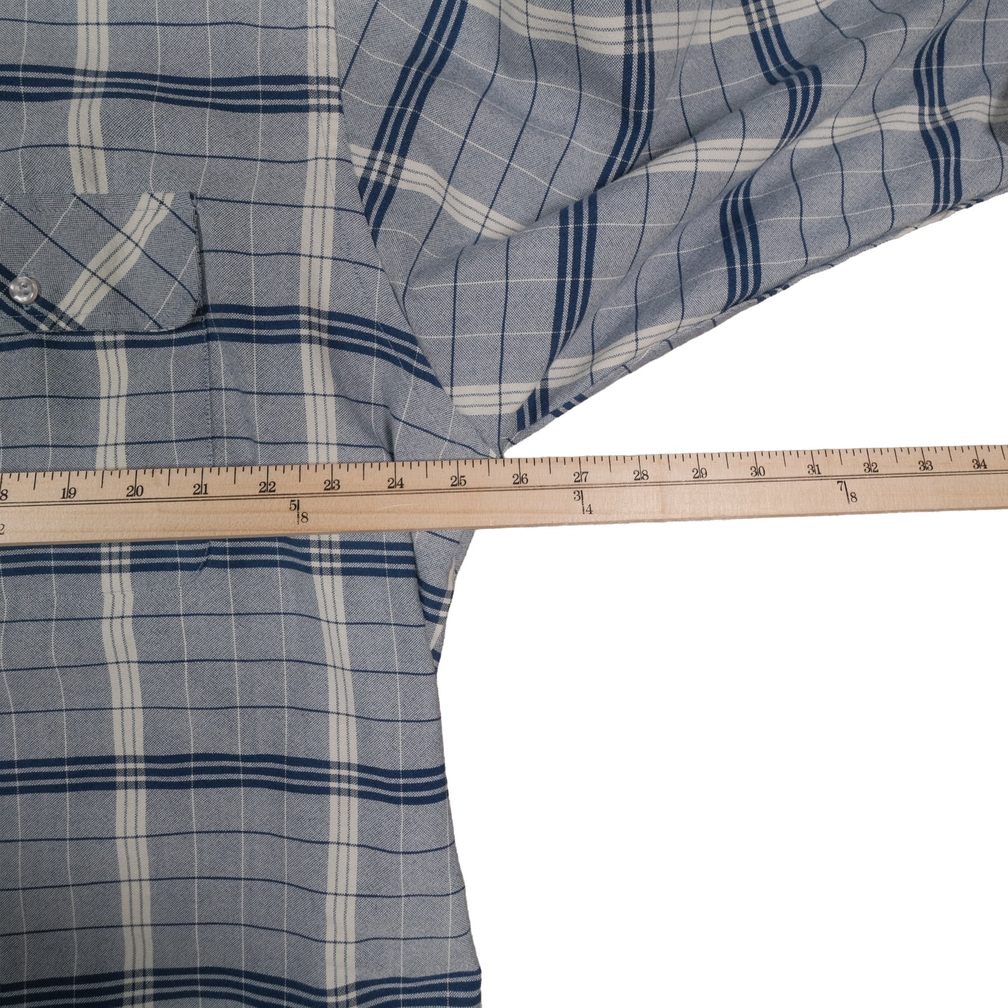 Vintage Whitefish Bay Men’s XL Button Down Window Pane Plaid Blue