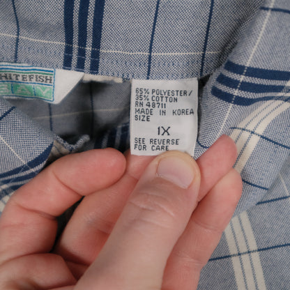 Vintage Whitefish Bay Men’s XL Button Down Window Pane Plaid Blue