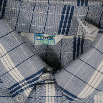 Vintage Whitefish Bay Men’s XL Button Down Window Pane Plaid Blue