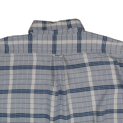 Vintage Whitefish Bay Men’s XL Button Down Window Pane Plaid Blue