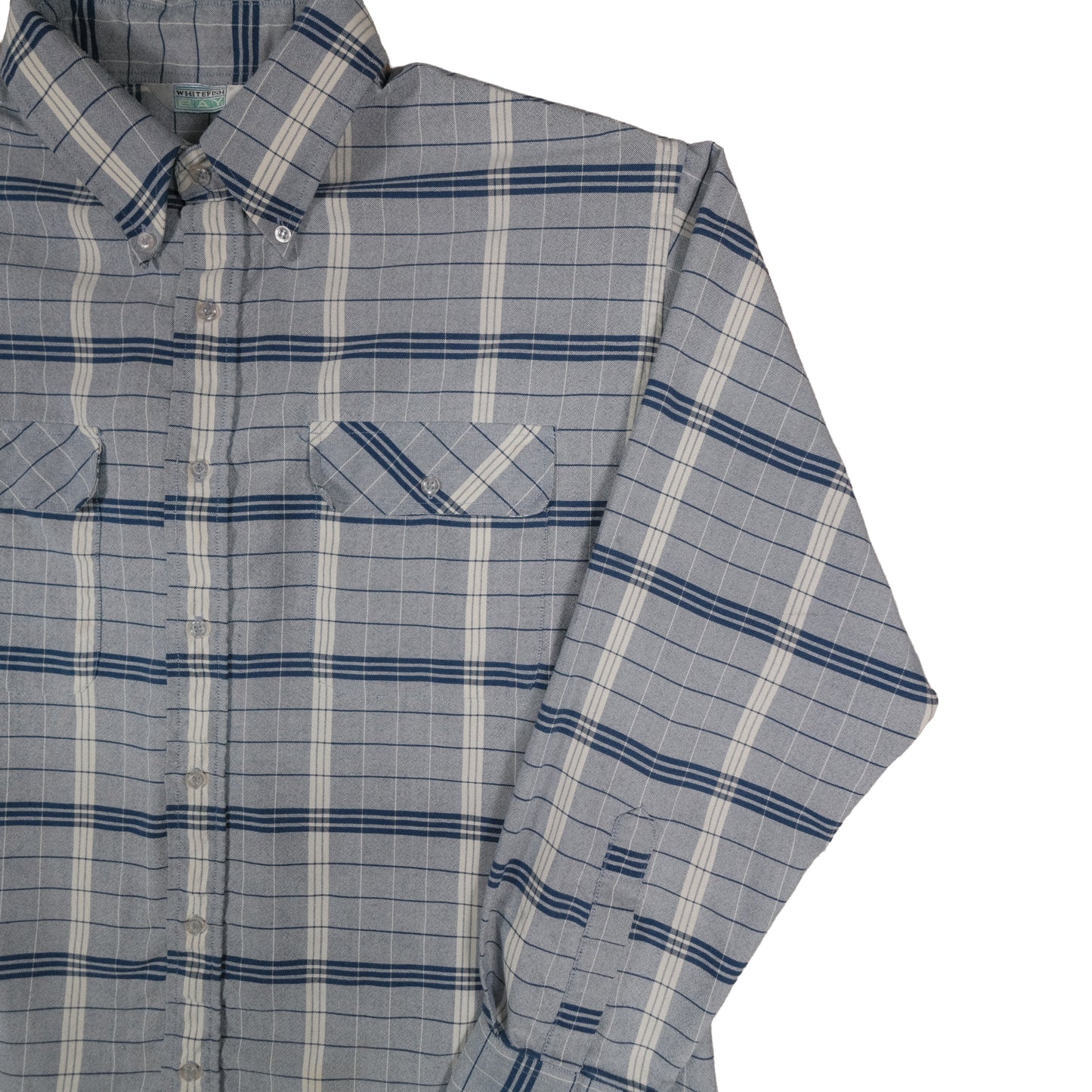 Vintage Whitefish Bay Men’s XL Button Down Window Pane Plaid Blue