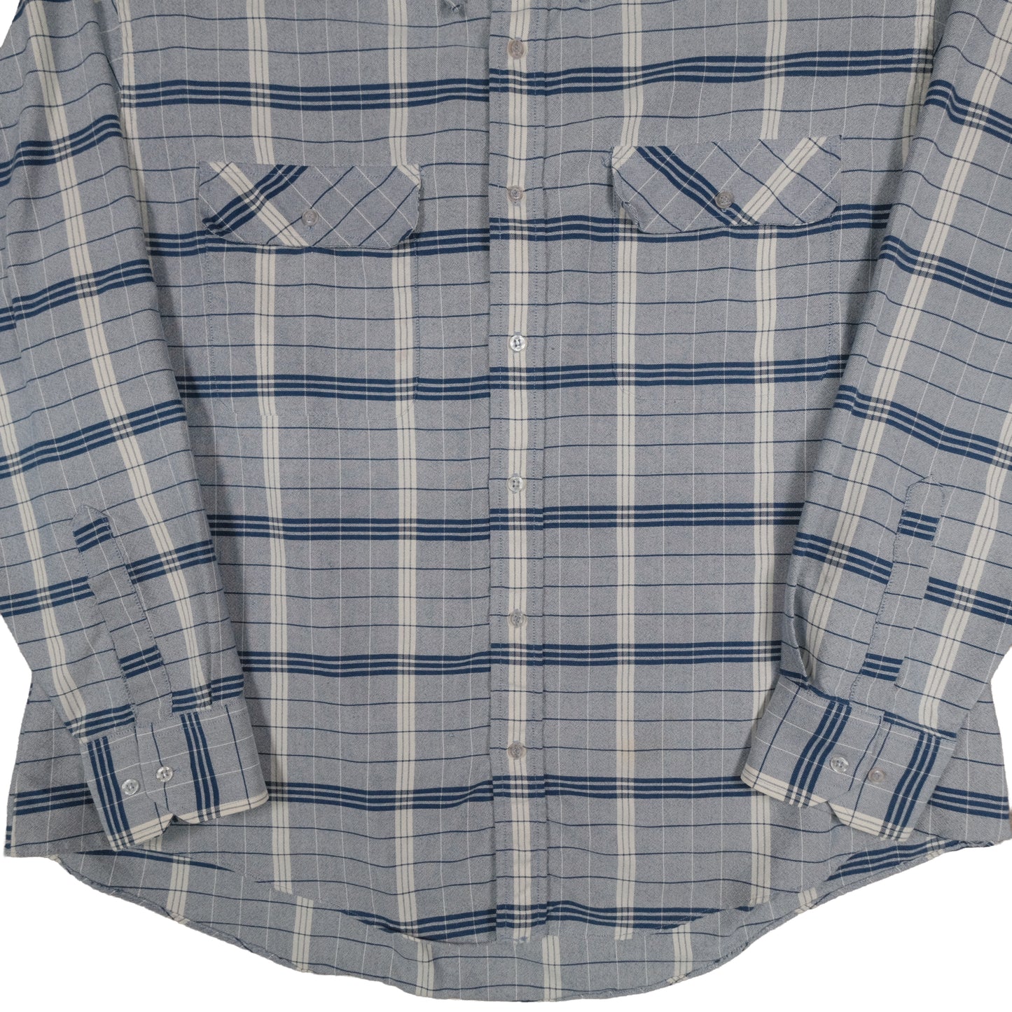 Vintage Whitefish Bay Men’s XL Button Down Window Pane Plaid Blue