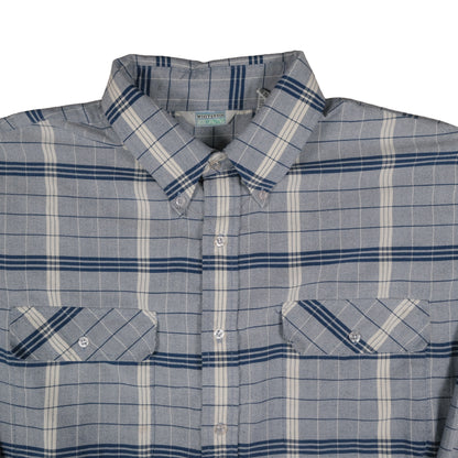 Vintage Whitefish Bay Men’s XL Button Down Window Pane Plaid Blue