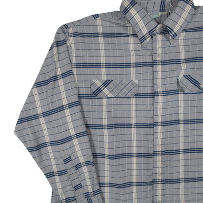 Vintage Whitefish Bay Men’s XL Button Down Window Pane Plaid Blue