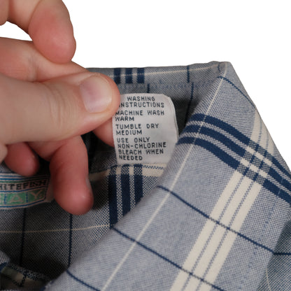 Vintage Whitefish Bay Men’s XL Button Down Window Pane Plaid Blue
