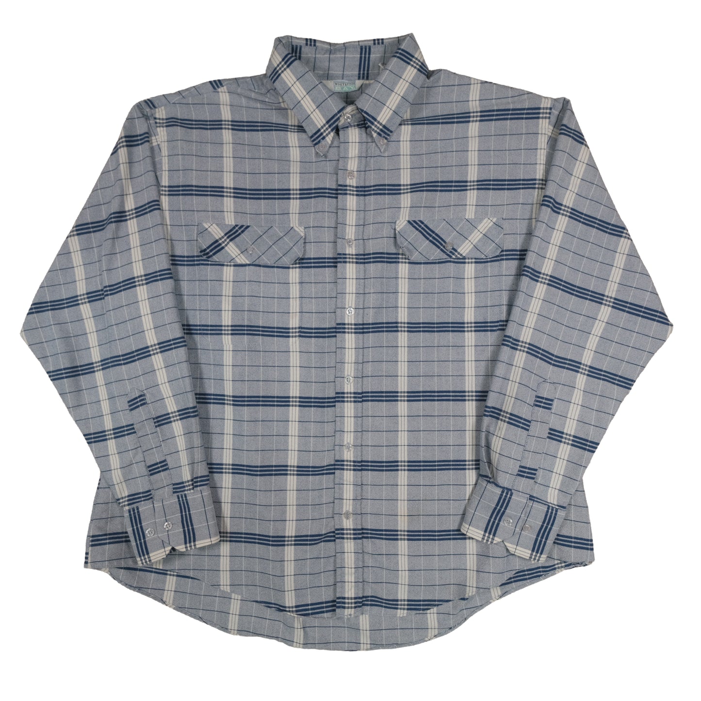 Vintage Whitefish Bay Men’s XL Button Down Window Pane Plaid Blue