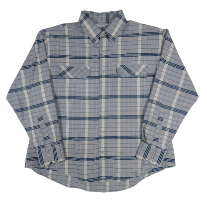 Vintage Whitefish Bay Men’s XL Button Down Window Pane Plaid Blue