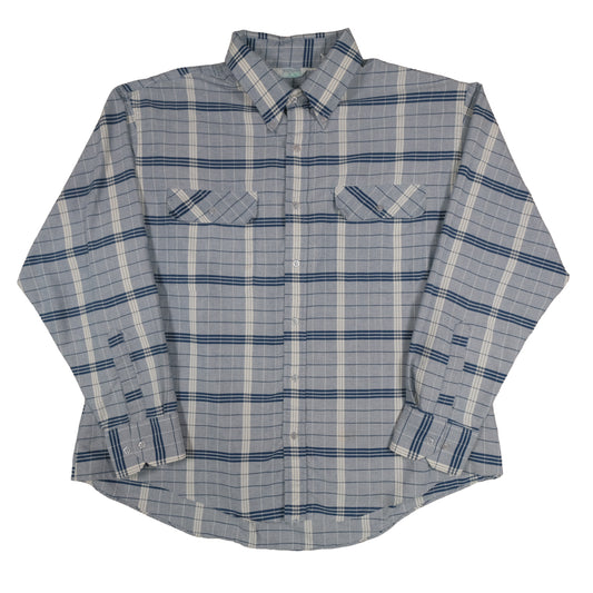 Vintage Whitefish Bay Men’s XL Button Down Window Pane Plaid Blue