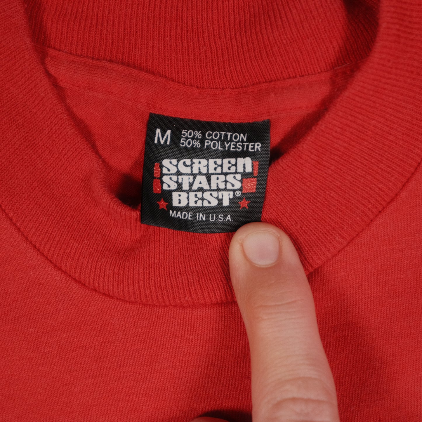 Vintage Screen Stars Adult Small T-Shirt Puff Print Thunder Express Red Single Stitch