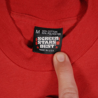 Vintage Screen Stars Adult Small T-Shirt Puff Print Thunder Express Red Single Stitch