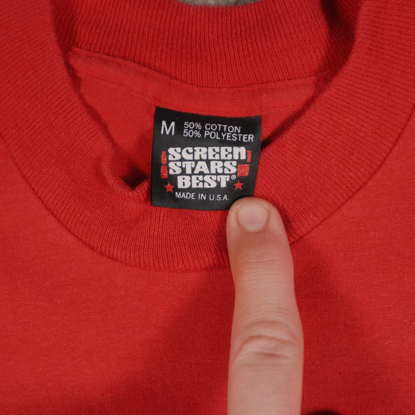 Vintage Screen Stars Adult Small T-Shirt Puff Print Thunder Express Red Single Stitch