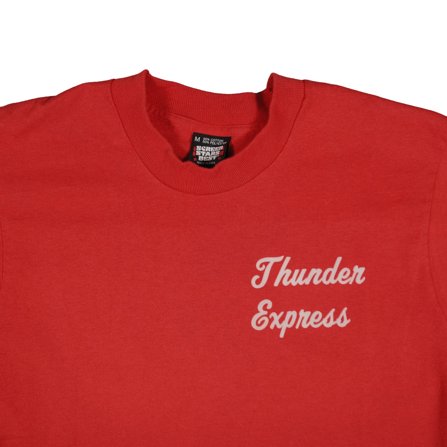 Vintage Screen Stars Adult Small T-Shirt Puff Print Thunder Express Red Single Stitch
